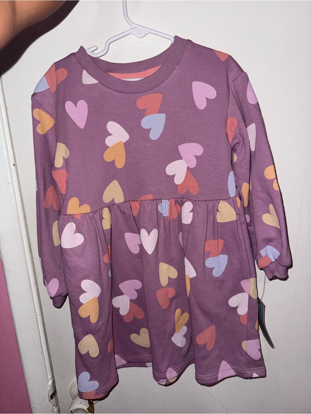 Cat & Jack Purple Heart Print Long-Sleeve Dress